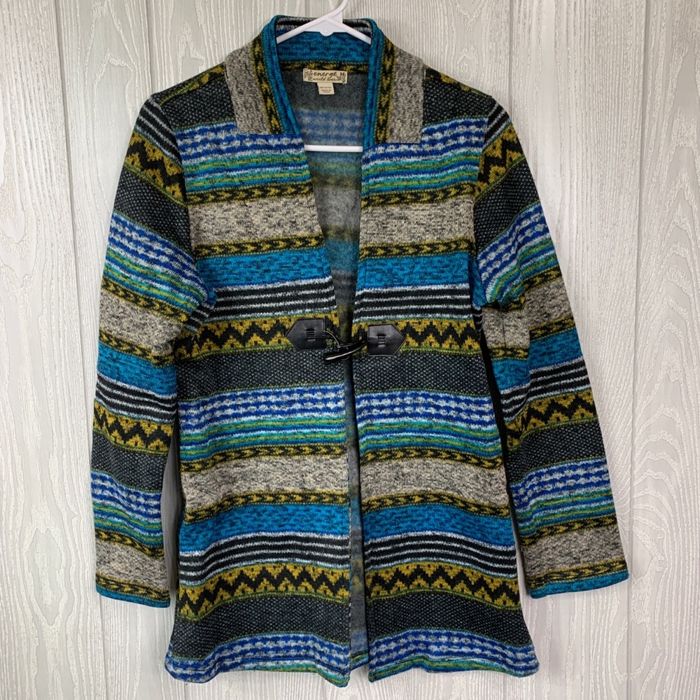 Energe Long Sleeve Geometric Print Cardigan Size M